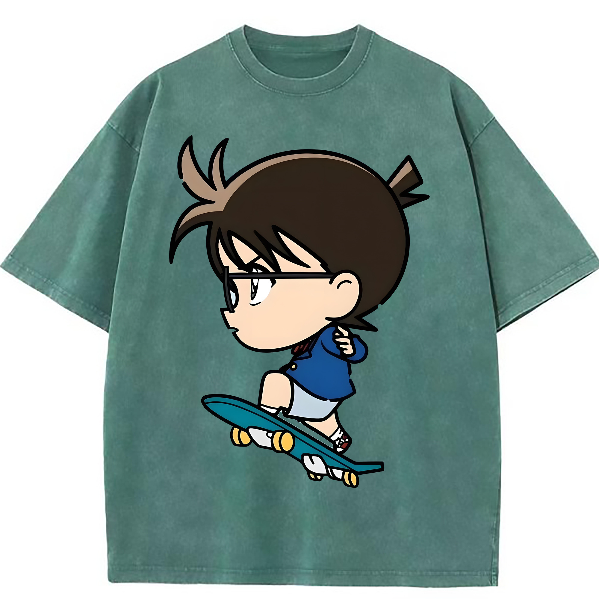 （画像用） 名探偵コナン 江戸川 コナン Detective Conan Conan Edogawa 綿100% ヴィンテージ風 半袖Tシャツ（フロントプリント）